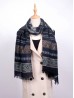 Abstract Printed Two-Tone Scarf W/ Fringe